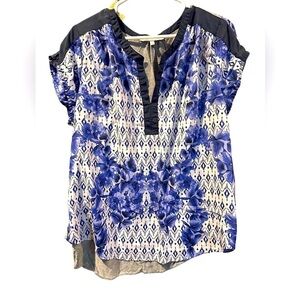 Daniel Rainn Floral Split Neck Blouse